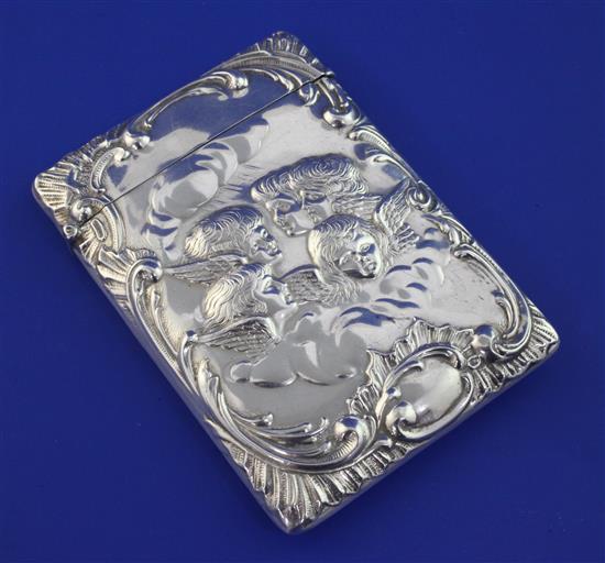 An Edwardian silver card case, 4in.